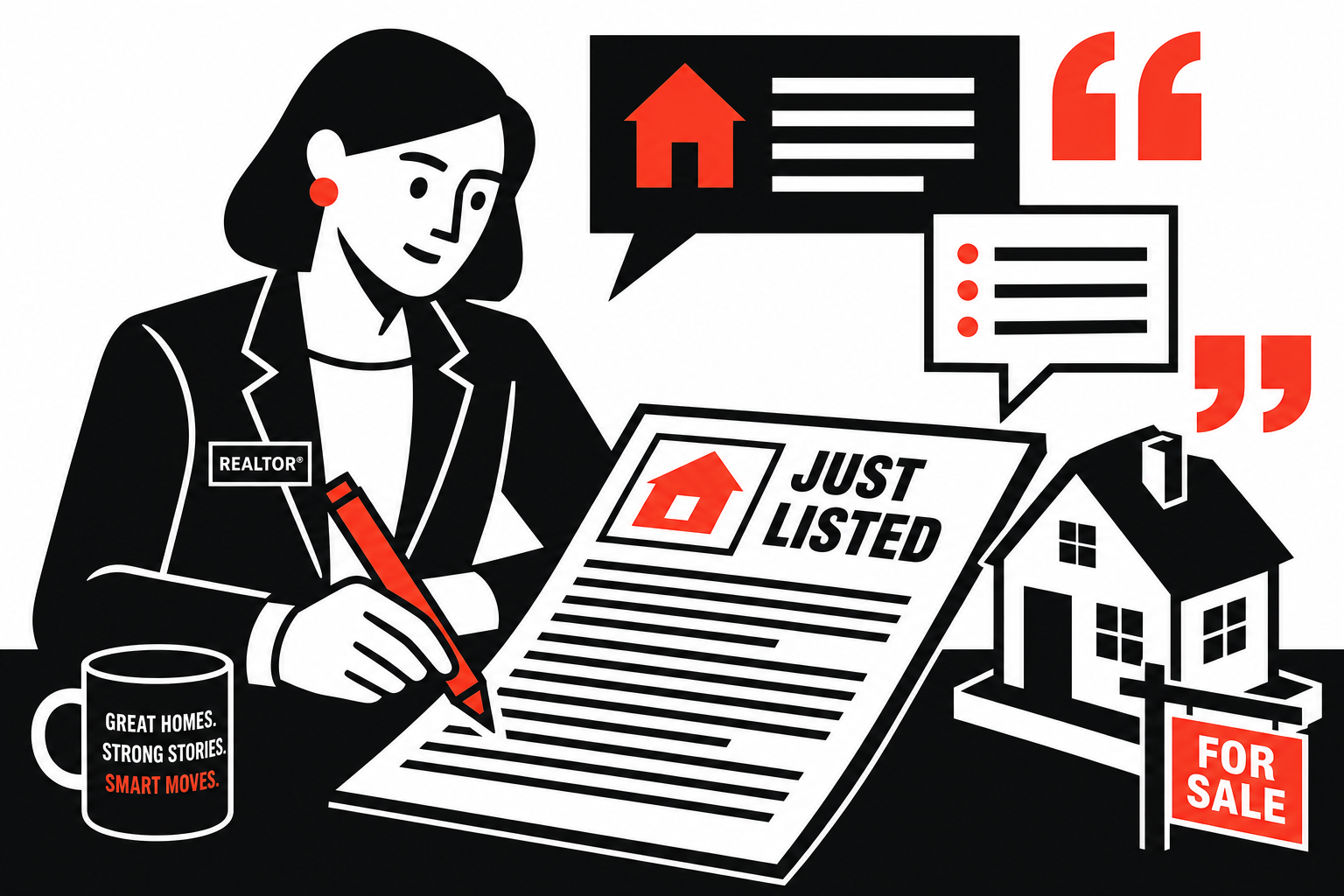 A real estate agent turning a listing into written copy